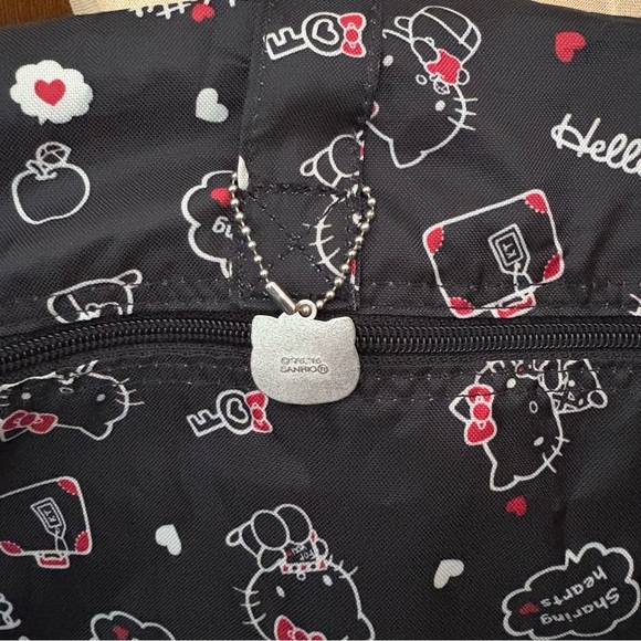 HELLO KITTY Black Foldable Travel Duffle Bag w/ Luggage Handle Sleeve - Picture 3 of 13